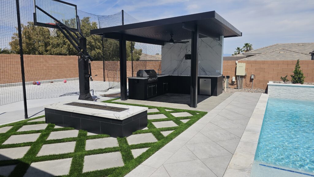 fire pit outdoor kitchen