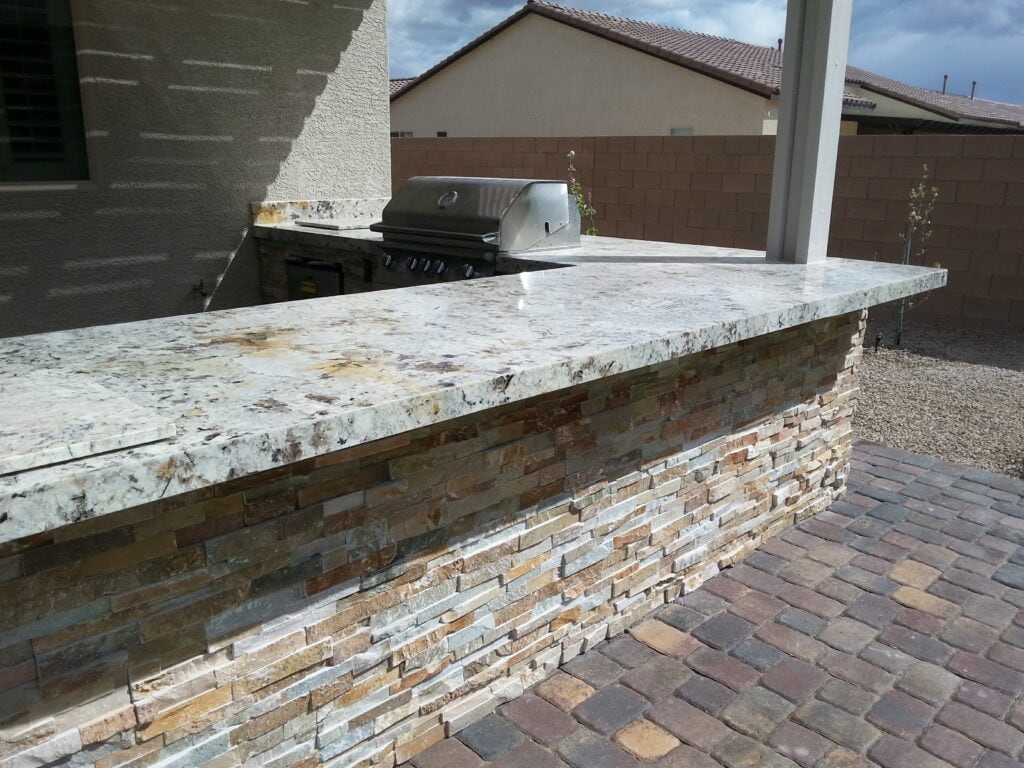Granite bar countertop on a custom BBQ island in Las Vegas