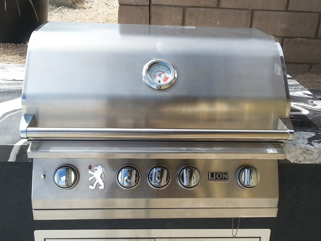Lion Premium Grills built-in grill installed by Sun West Outdoor Kitchens in Las Vegas