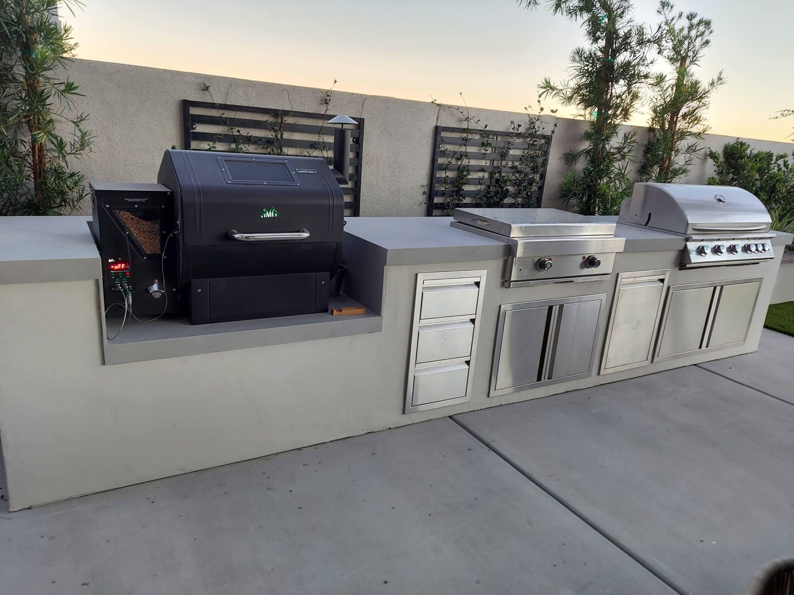 Built-in pellet smoker in a custom Las Vegas BBQ island