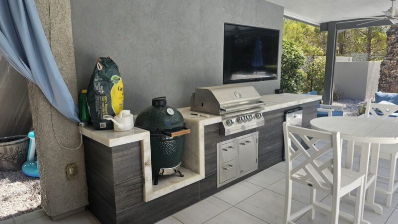 Outdoor Kitchen with TV Media Wall in Southern Highlands — From Steel Frame to Game Day