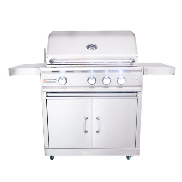 RCS 30" Cutlass Pro Freestanding Grill - RON30B CK w/ Cart & Gas Kit - Propane (LP)